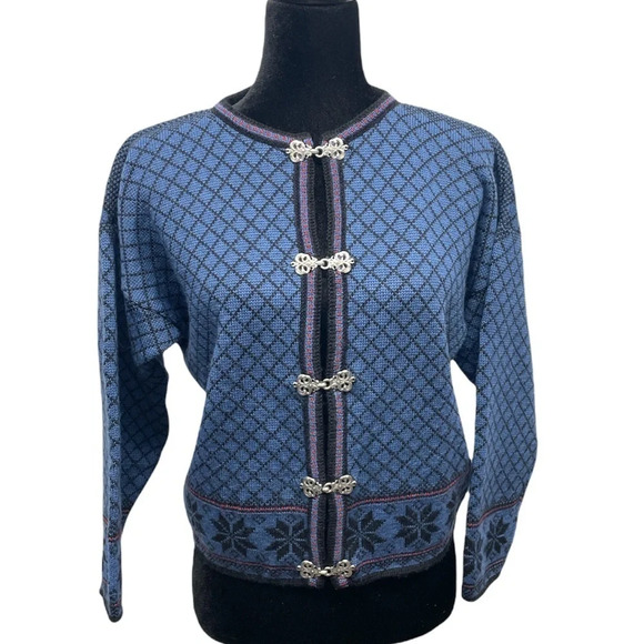 Norskwear Icelandic Nordic Fair Aisle 100% Norwegian lambs Wool Sweater Cardigan - Picture 1 of 16